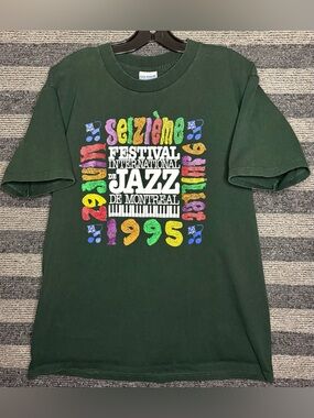 Vintage 1995 Montreal International Jazz Festival Forest Green T-Shirt Large